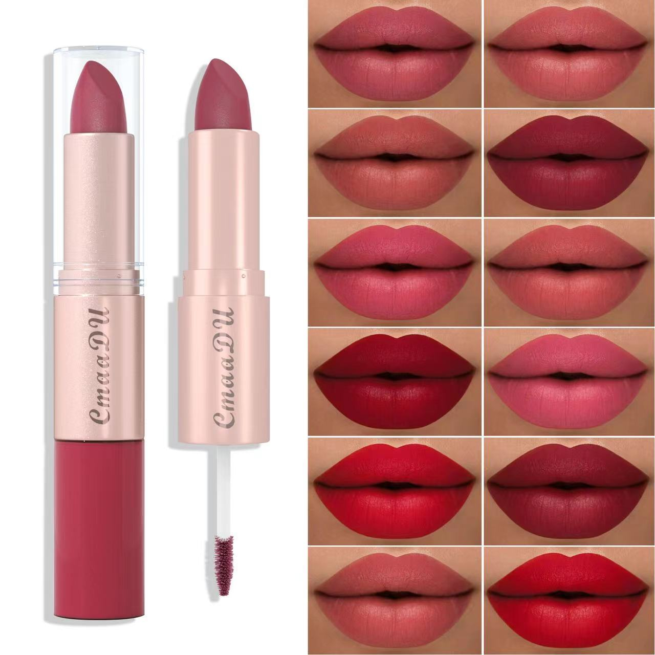 CmaaDu  Matte lipstick&Matt lip gloss  Double headed Makeup Matte Lips Cosmetic Long Lasting Velvet Liquid Lipstick   Sexy Lip 