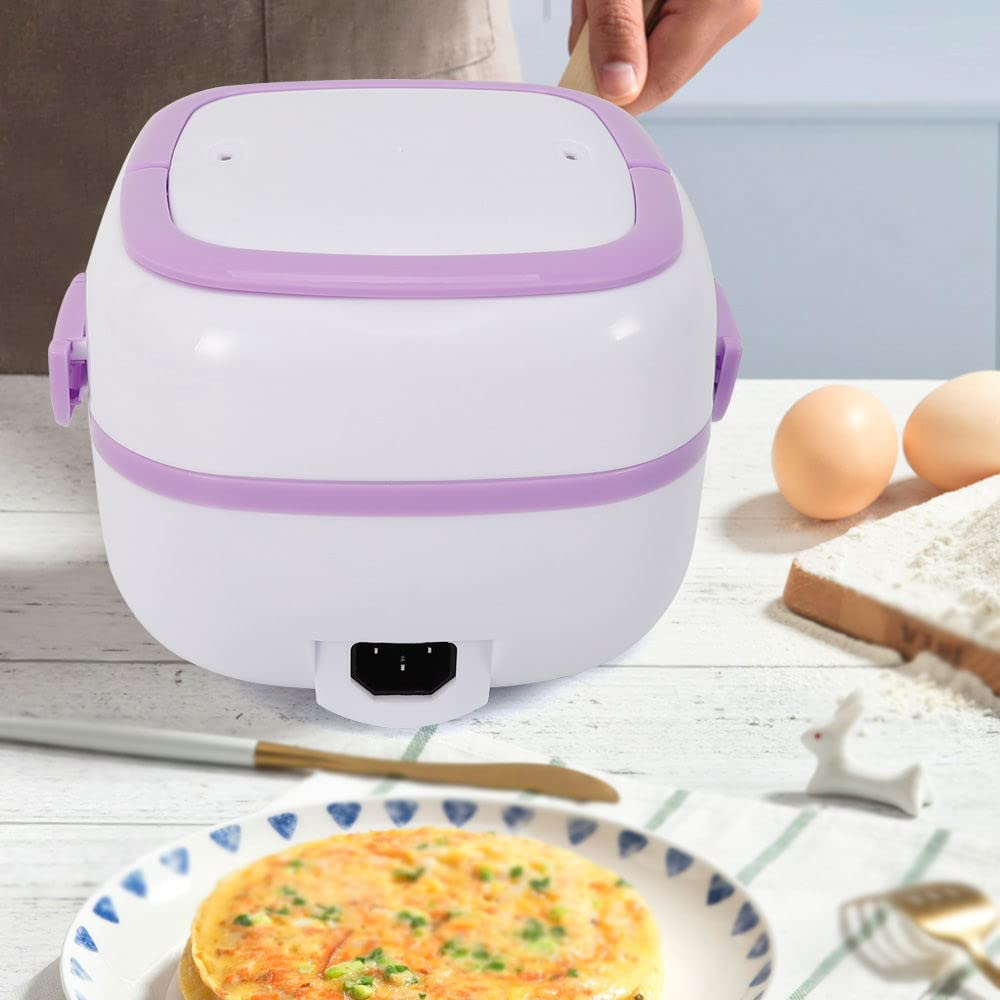 Purple Multifunctional Electric Lunch Box Mini Rice Cooker Portable Food Steamer 1 L 