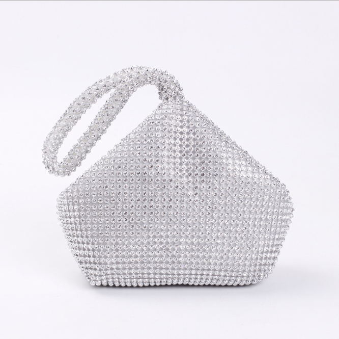 Soft Beaded Women Evening Bags Cover Open Style Lady Wedding BridalmaidSilver