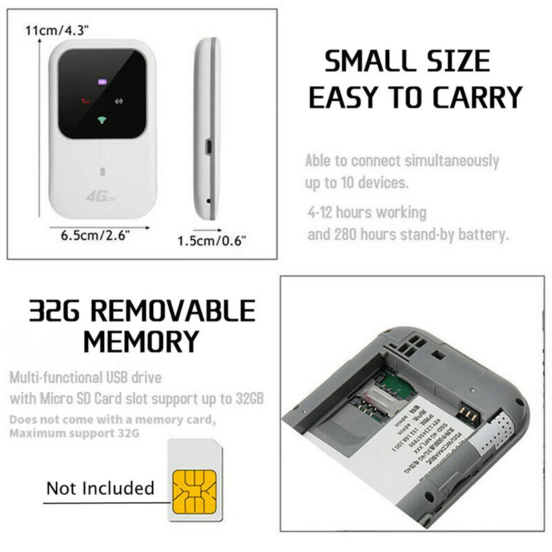 4G-LTE Mobile Broadband WiFi Wireless Router Portable MiFi Hotspot White