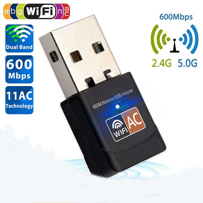 Wireless USB WiFi Adapter 600Mbps Wi Fi Dongle PC Network Card Dual Band Wifi 5 Ghz Adapter Lan USB Ethernet Receiver
