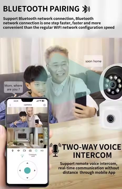 Indoor Pan/Tilt Smart Security Camera, 1080p HD Dog-Camera,2.4GHz with Night Vision,Motion Detection for Baby and Pet Monitor, Cloud & SD Card Storage, Works with Alexa& Google Home (EC70), White