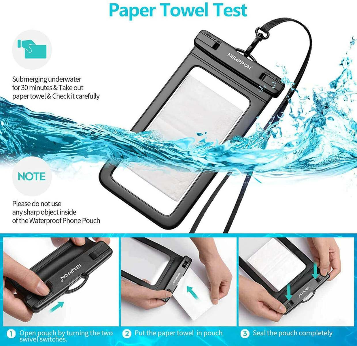 Large waterproof mobile phone bag mobile phone waterproof case swimming hanging neck mobile phone bag touch screen lanyard mobile phone bag universal waterproof dry bag suitable for iPhone 15 14 13 12 Pro Max Plus, Samsung Galaxy Note S23 Ultra underwater mobile phone case, can be used as beach pool waterproof