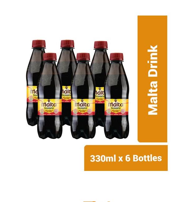 Guinness Malta Non Alcoholic Drink - 330ml x 6 Pet Bottles

