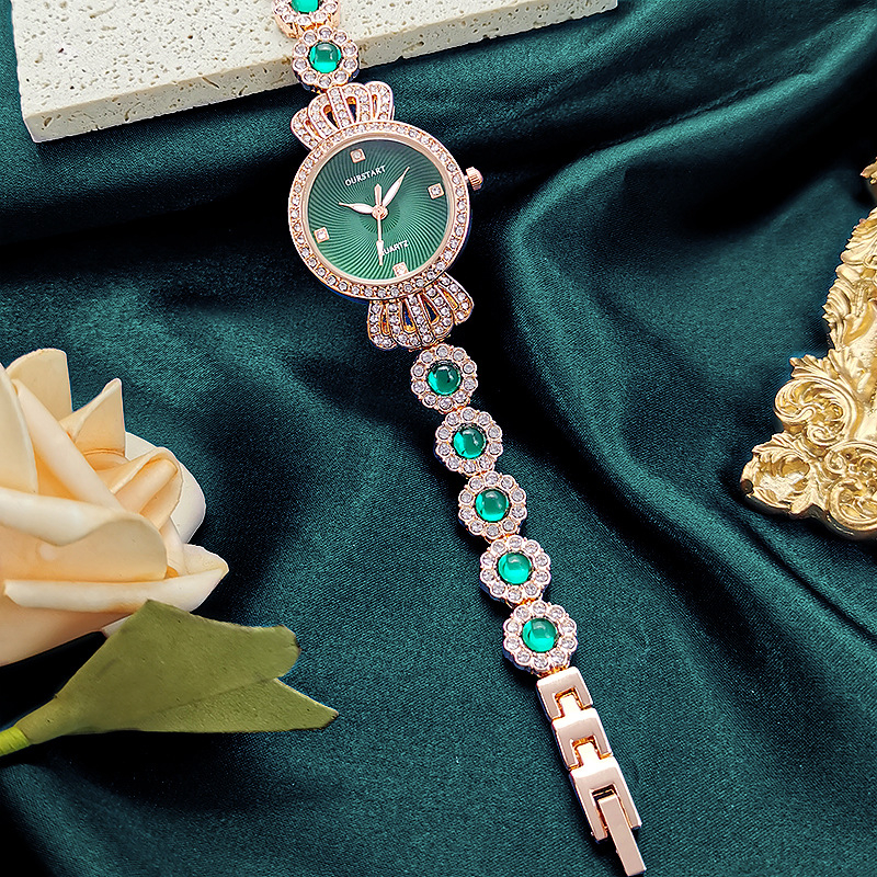 GD283 Stylish Jewelry Unique Bracelet Diamond Women Green Watch Vintage Quartz Watch for Girls