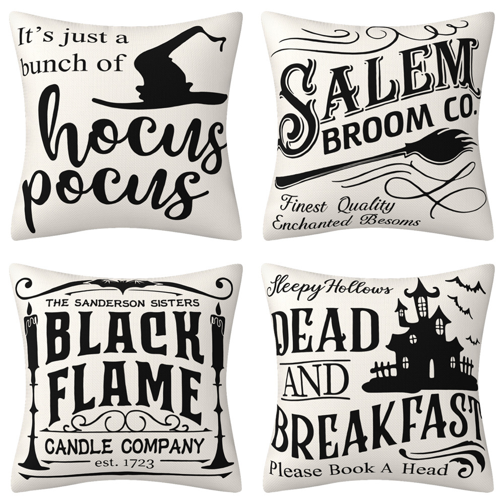 HBSMK-08 Halloween Decor Throw Pillow Covers Halloween Decorations Hocus Pocus Farmhouse Saying Fall Pillow Covers 45x45cm for Home Couch