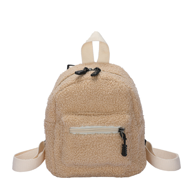women's plush backpack portable mini travel shopping backpack minimalist design girl bag
