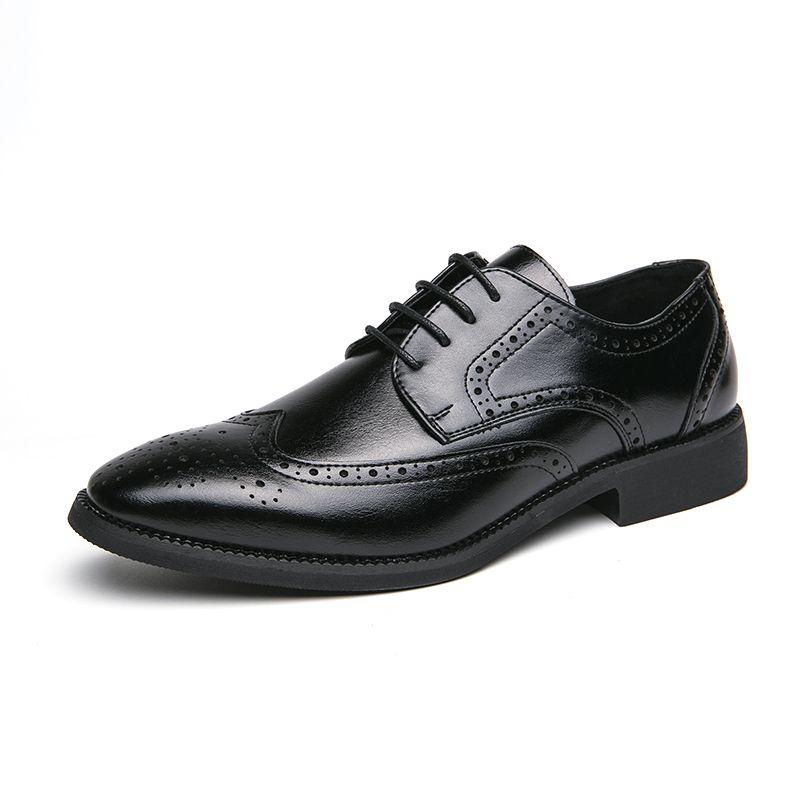 Men Oxford Brogue Leather Shoes Man Elegant Dress Formal Shoe Male Footwears The Suit For Official Office Wedding Party BusinessBlack