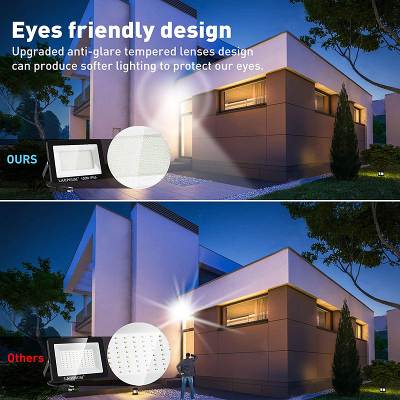 LED Flood Light Outdoor, Super Bright Outside Floodlights, IP66 Waterproof Exterior Security Light, 5000K Daylight White Durable Outdoor Lighting for Yard Lawn