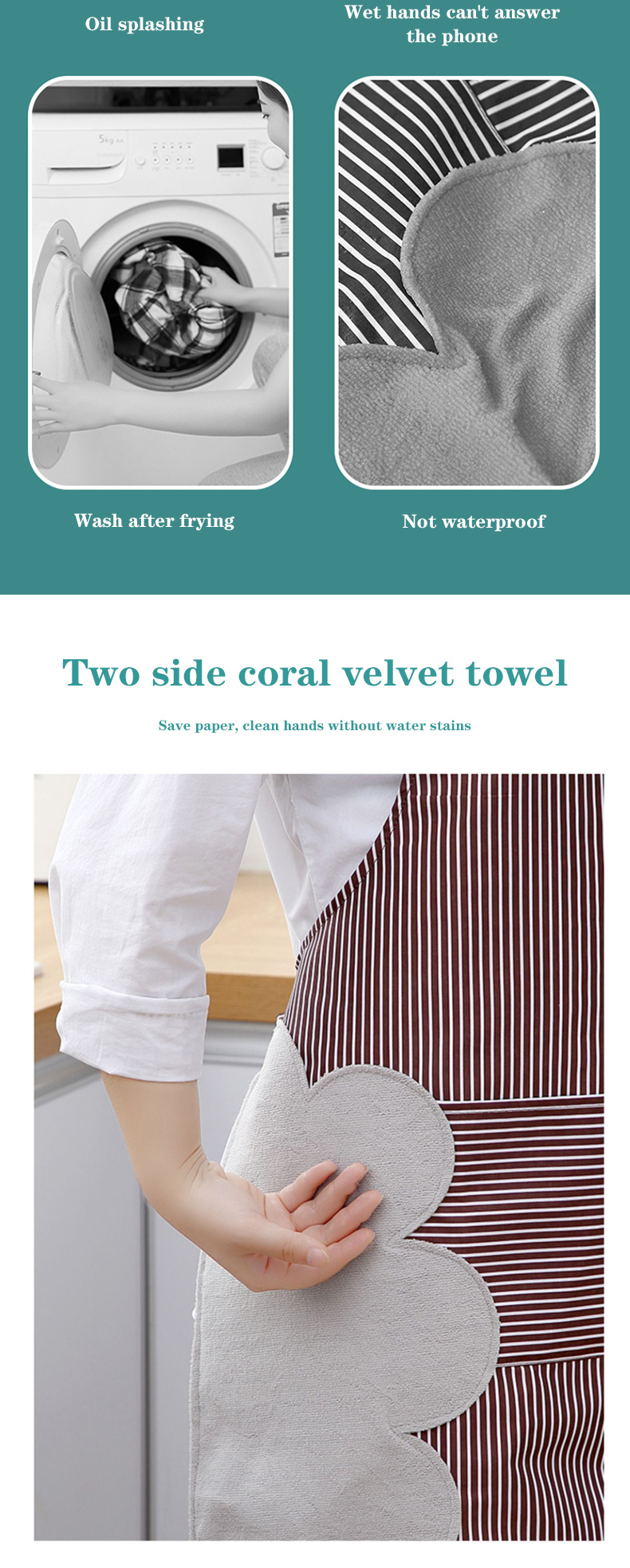Super Thick Kitchen Apron Waterproof and Oil-proof Sleeveless Overalls Cooking Can Wipe Hands