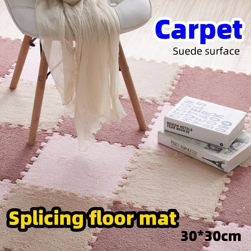 30*30cm Carpet velvet splicing floor mat, thickened soundproof climbing pad, washable household puzzle carpet CRRSHOP antiskid Arbitrary cropping Splicing floor mat