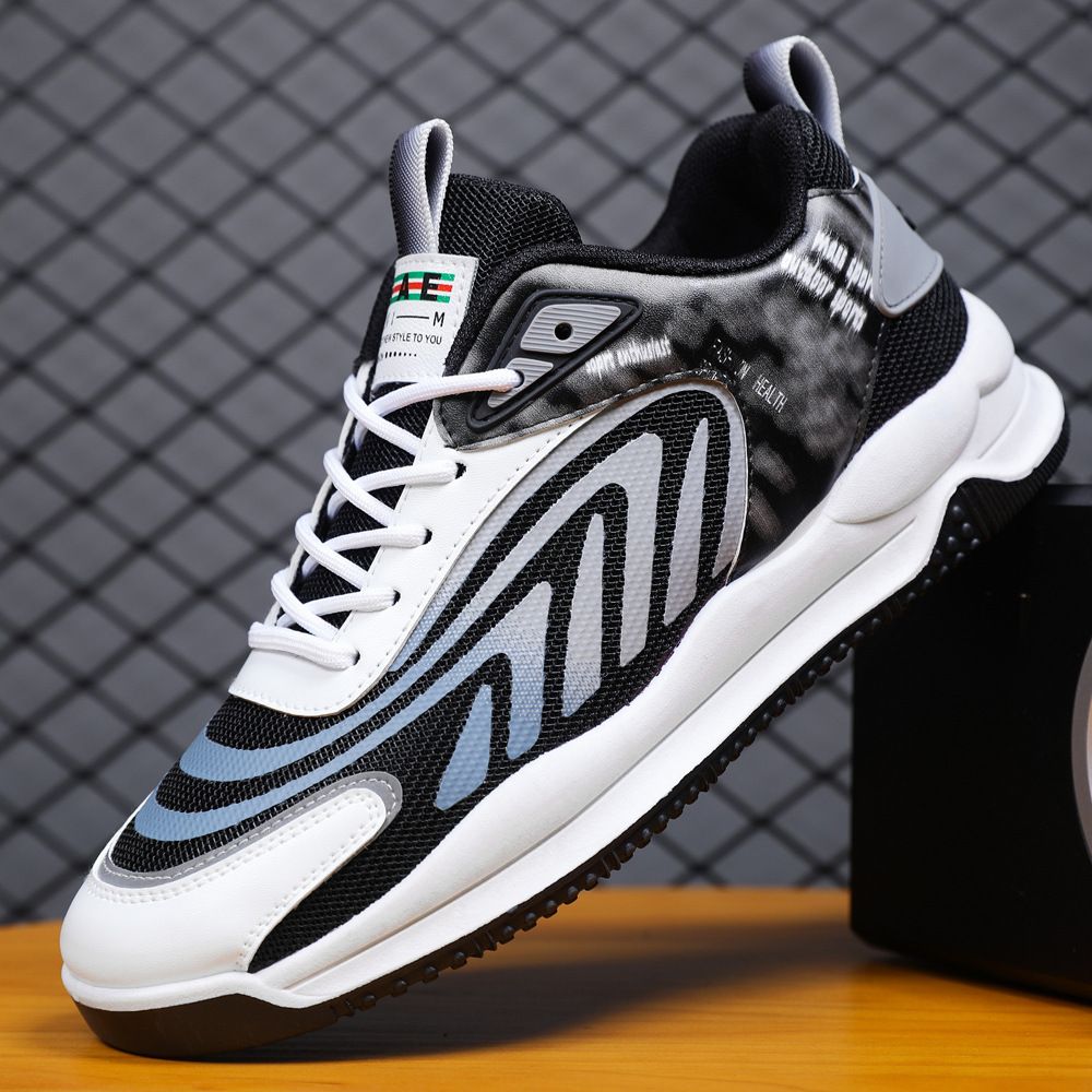 Men's sports shoes 2023 low top breathable running shoes Fashion striped Korean casual shoes men ZM-070