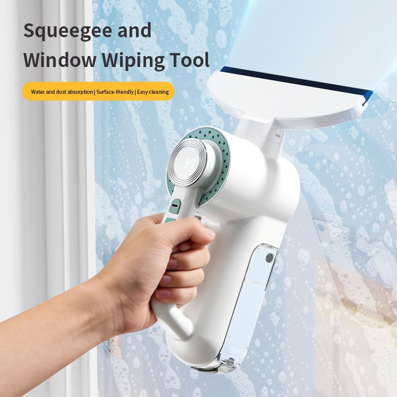 Mini Electric Window Squeegee, Handheld Portable Glass Cleaner with Strong Suction Water Absorption for Home Window & Car Washing