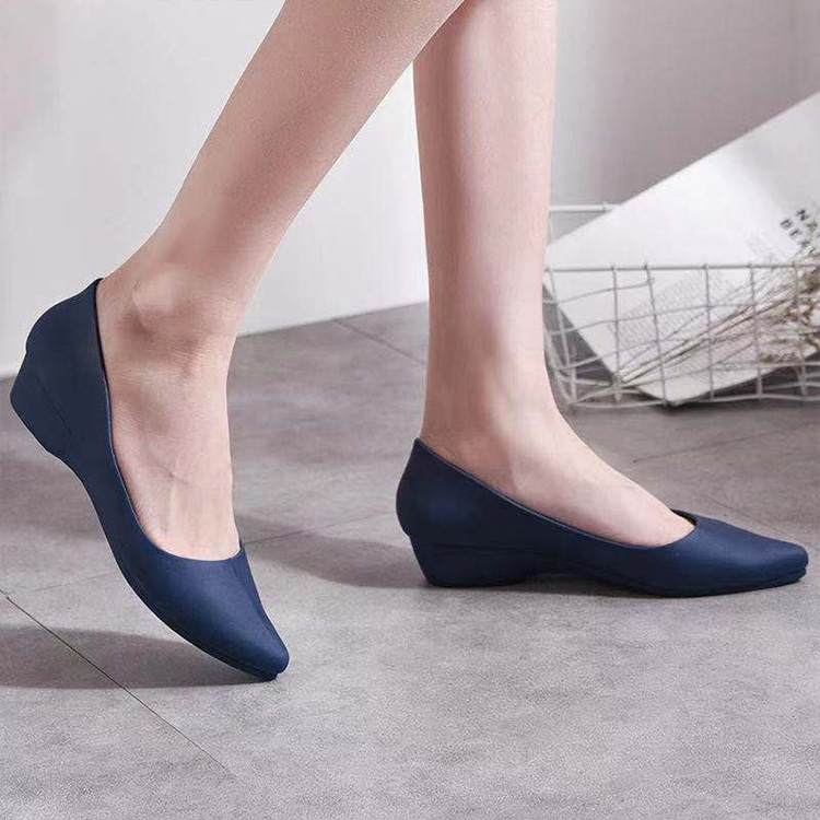 Pointed Single Shoes Wedge Heel Ladies Shoes Casual Work Peas Shoes Wear-resistant Women's Shoes
