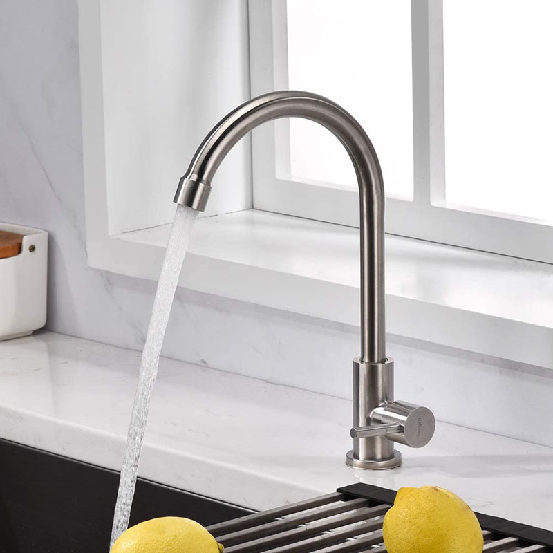 Kitchen Faucet, Cold Water Only Kitchen Taps, Sink Tap with 360°Swivel High Spout, Stainless Steel Tap for Kitchen water tap