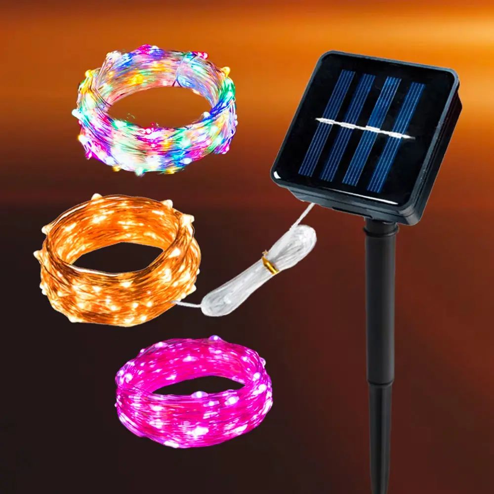 AUNONT Creative LED Starry Fairy Solar String Light Waterproof Outdoor Indoor Wedding Party Decorative Copper Wire Garland Lamp