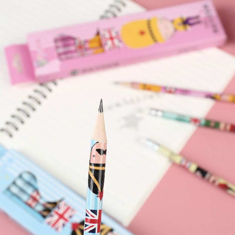 5pcs/lot Cute Cartoon British Soldiers HB Standard Wooden Pencil Student Stationery Writing Drawing Pencils School Office Supply