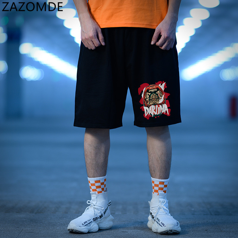 290 Hip Hop Shorts Men Cartoon Letter Printed Casual Shorts Elastic Waist Baggy High Street Harajuku Sweatpants Summer