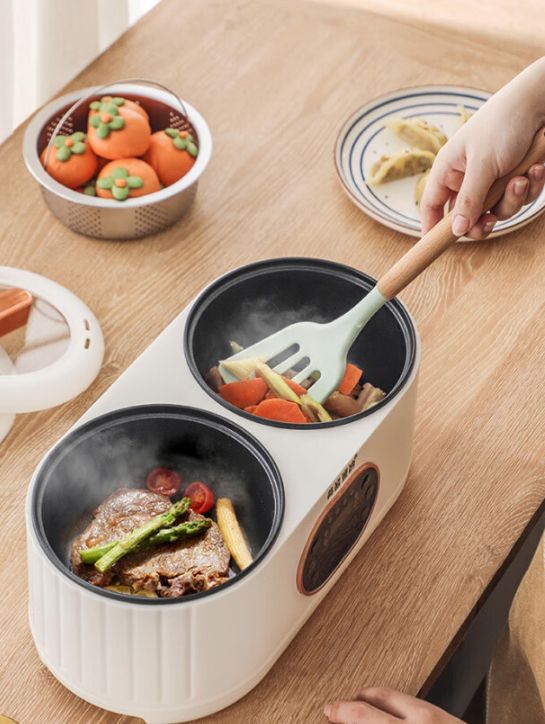 Individual Rice Pots Large Capacity Multi-Function Rice Cooker with Double Pots for Students ...