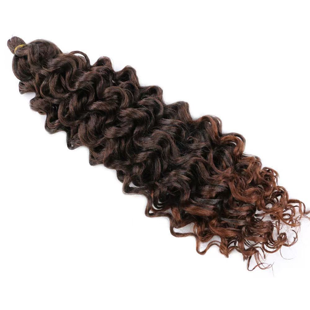Wig Latin American curly wig big curly Hawaiian curly crochet braided fluffy gradient color hair extension water ripple wave curlGradient black dark brown