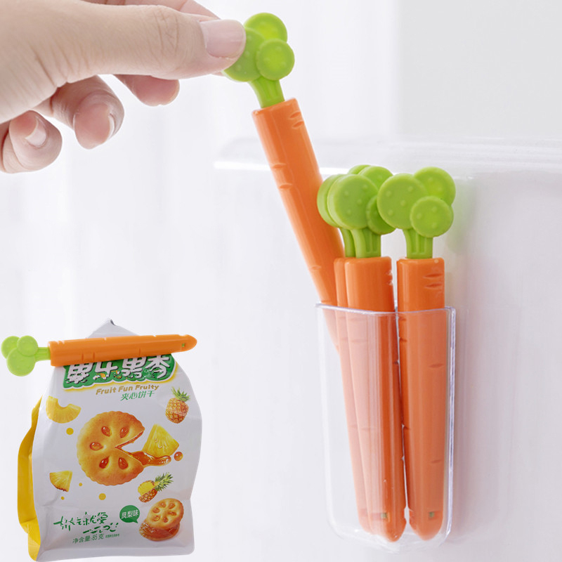 5PC Sealing Tongs Food Bag Closure Clip Cartoon Carrot Shape Moisture-Proof Clamp Fresh Keeping Sealing Clip Kitchen Accessories