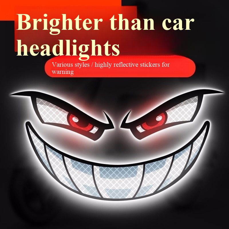 Reflective Devil Eyes Sticker for Electric Vehicles, Cars, Motorcycles and Helmets, Personalized Creative Warning Decals, Waterproof Safety Reflective Stickers
