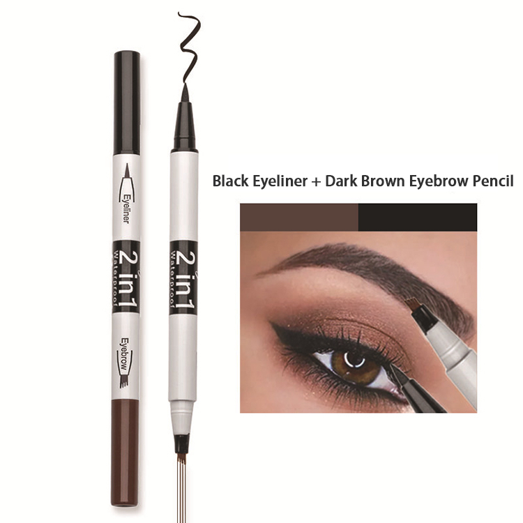 Eye makeup eyebrow pencil eyeliner two sides functional makeup fashion look women use waterproof eyebrow pencil daily use popular in Europe and America beauty product three colors suits single pencil