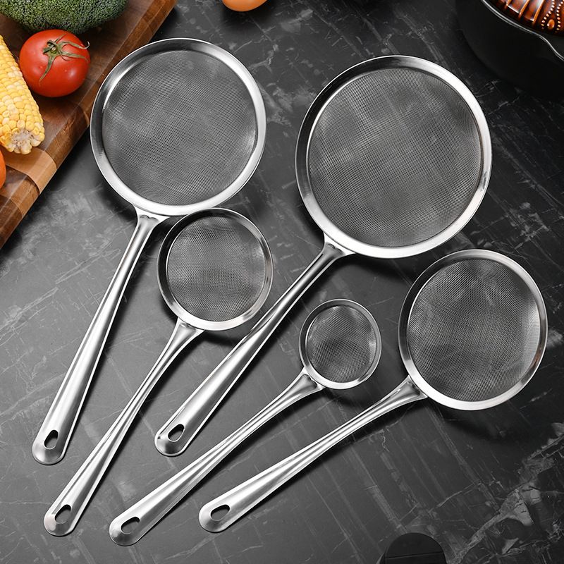 Premium Stainless Steel Filter Spoon, food-grade thickened mesh design with uniform fine holes for ultra-fine filtration. Effectively filters soybean dregs, fruit pulp, oil residue and foam，High temperature resistant, rust-proof and durable
