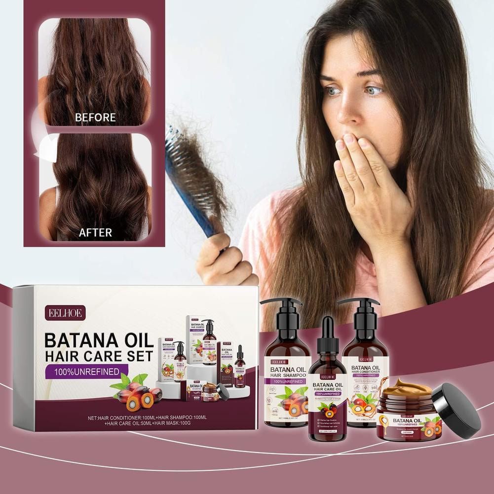 EELHOE Batana Oil Rich Hair Care Set for Hair Moisturizing Collagen Hair Treatment Deep Repair Conditioning Batana Oil Anti Breakage Hair Care Kit