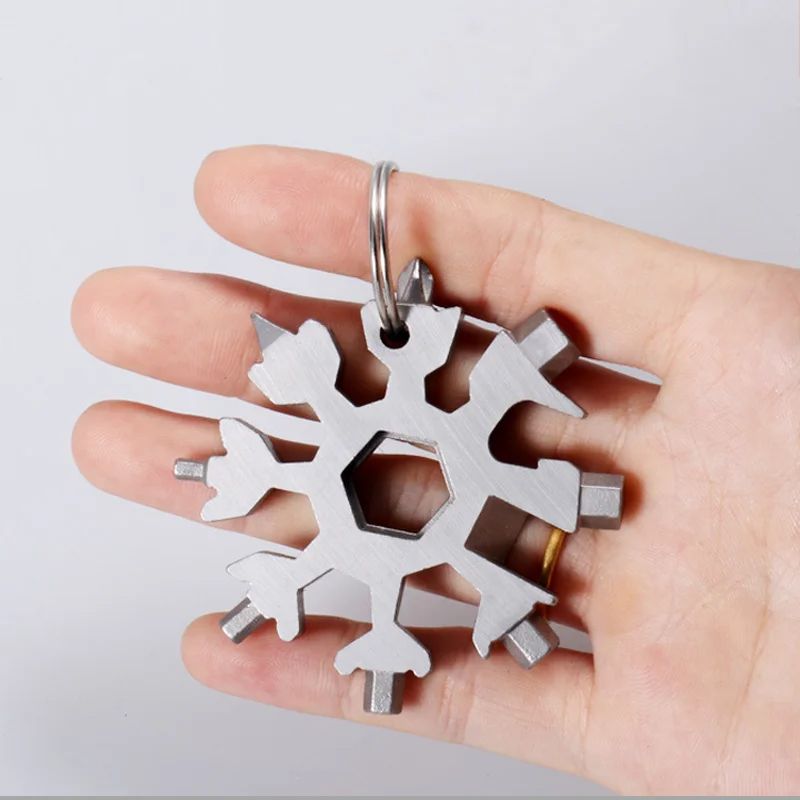 18 In 1 Snowflake Multi Tool, Stainless Steel Beer Bottle Opener, Flat Phillips Screwdriver Kit/Wrench, Outdoor Durable and Portable