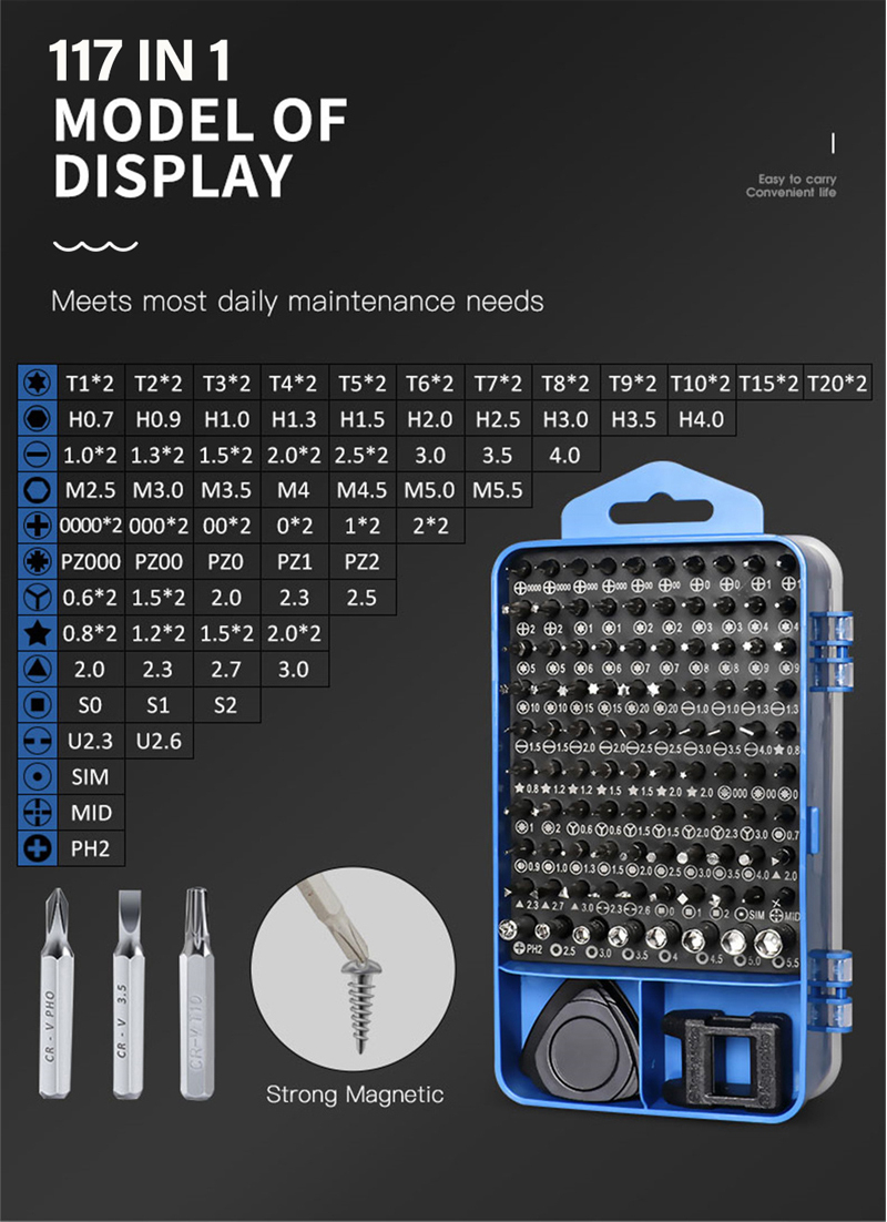 Tools power 117 in 1 Screwdriver Set of Screw Driver Bit Set Multi-function Precision Mobile Phone Repair Hand Tool Torx Hex