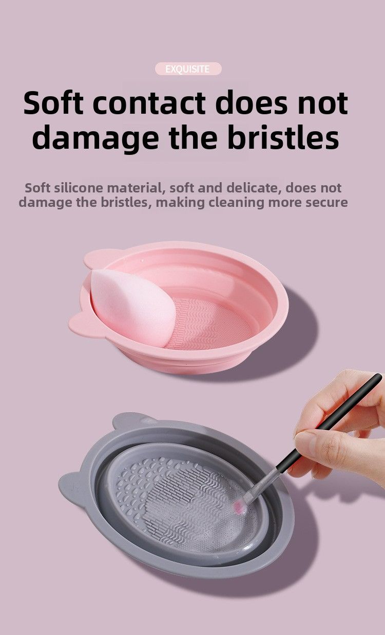 Cosmetic Brush Cleaner Set, Beauty Blender Cleaning Magic Tool, Foldable Silicone Brush Washing Bowl, Powder Puff Cleaning Agent Liquid Tools
