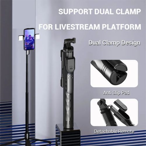1.75m Selfie Stick Tripod Foldable Stand Phone Camera Live Streaming Stand Holder Bluetooth