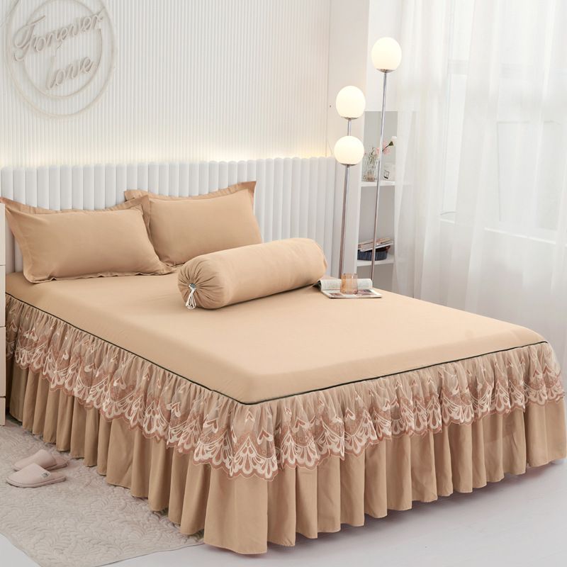 3 piece set 120 * 200cm ,150 * 200cm bed,,180 * 220cm bed ,200 * 220cm bed skirt three piece set Bed cover, Bed Sheet CRRSHOP home bed bed skirt New lace bed skirt three piece bed cover 1 bed skirt cover+ 2 pillowcases