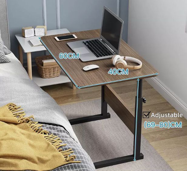 Small Standing Desk Mobile Portable Rolling Laptop PC Table on Wheels Adjustable Height Computer Workstation for Home Office, 30 Inch, Modern White