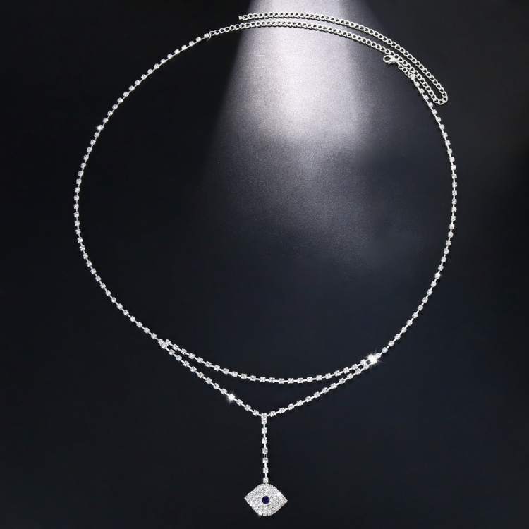 Sexy waist chain fashion Water diamond Devil's Eye Waist chain lady sexy multilayer Pendant Waist accessories CRRSHOP women silvery jewelry body chain