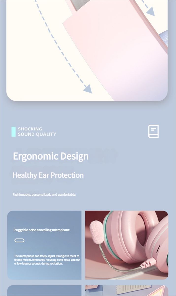 Cat Ear Ears Back Earphones Head Mounted Children's Recitation Bluetooth Student Learning Specific Luminous Endorsement Artifact