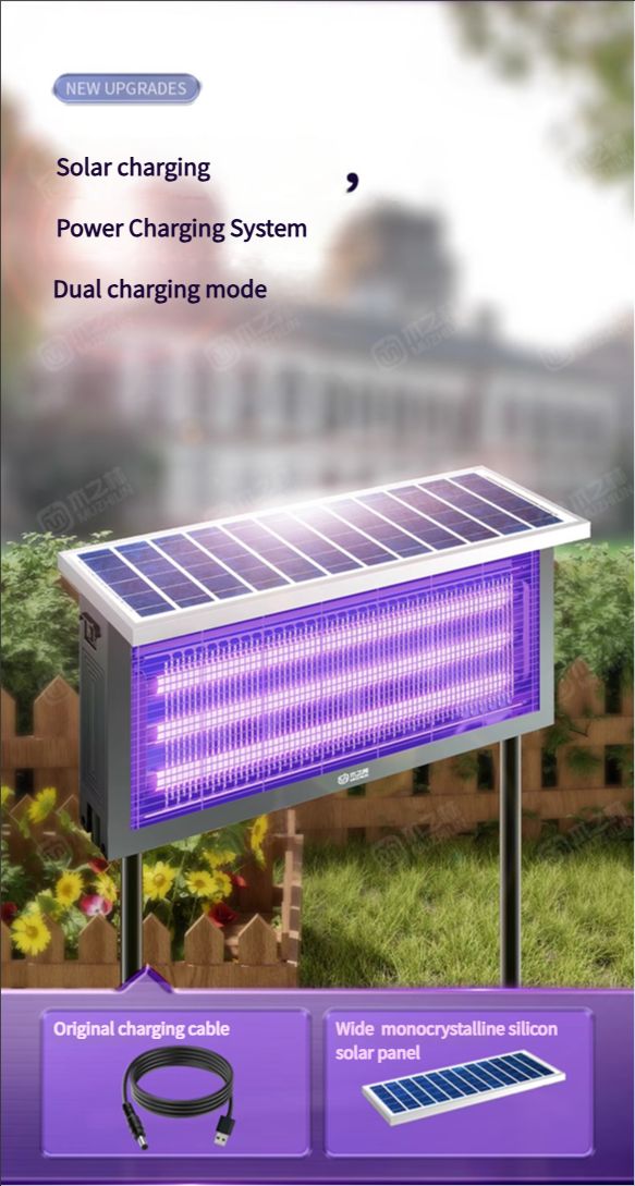 Solar-powered mosquito-killing lamp, outdoor courtyard and garden, outdoor waterproof fly-killing lamp, mosquito-repelling, camping, orchard, insect trapping and killing wonder