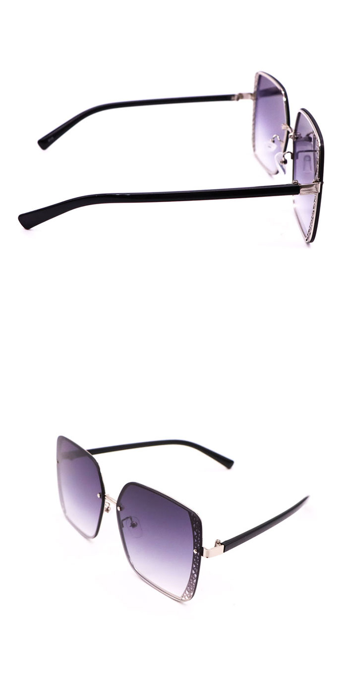 414 Oversized Women Sunglasses Fasionn Gradient Tint Lens Sun Glasses for Female Wide Square Shades Rimless Big Wide Face