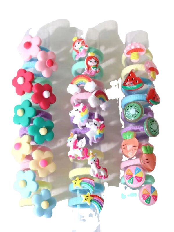 30pcs Baby Hair Band Cartoon Towel Ring Girls Hair Tie Leather Band Does Not Hurt Hair Accessories Children Hair Rope Baby