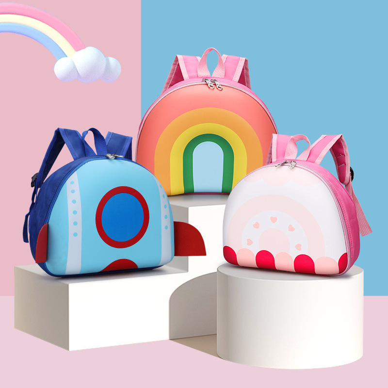 BGN 2625 Children's Backpack 2023 New Korean Style Rainbow Kindergarten School Bag for 3-5 Years Old Boys and Girls Cute Contrast Backpack
