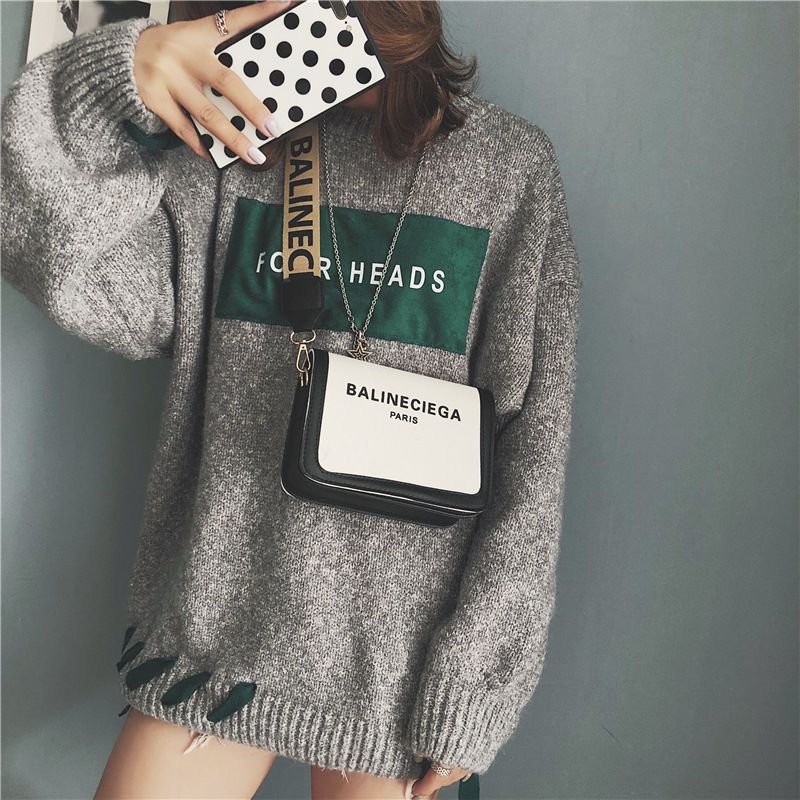 305130 Women Shoulder Bag Letter Prints Female Bag Broadband Casual Square Small Bag Fashion All-match Cross-body Bag