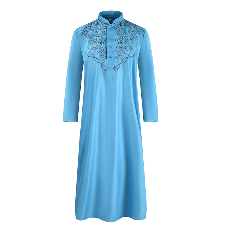 Muslim male liturgical robe CRRshop free shipping Eid al Fitr popular cassock Muslim Men's New Long Embroidery Middle Eastern Muslim Long Sleeve Foreign Trade Loose Gown yellow red green blue large size M - XL XXL XXXL 