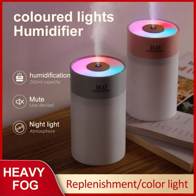 H5 Luminous Humidifier Household Desktop Small Water Supplement Spray Air Humidification Usb Car Portable Night Light 260ml