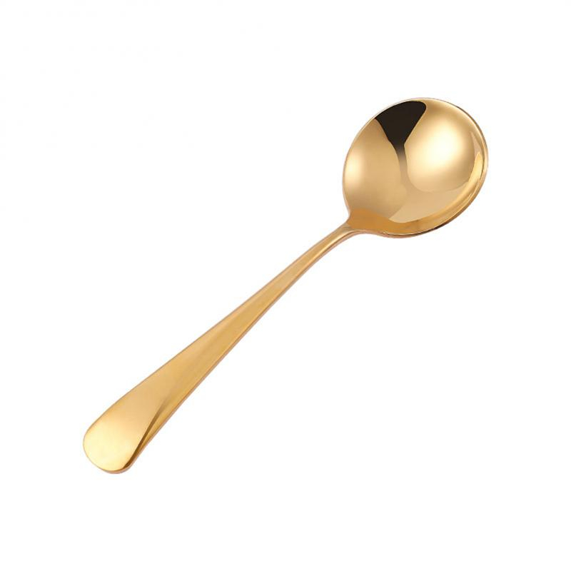 Kitchen Gadget Tableware 304 Stainless Steel Round Head Tea Coffee Mixing Spoon Round Stir Coffee Spoon Coffee Dessert Spoon
