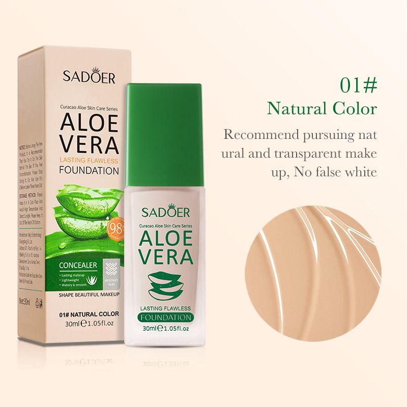 SADOER Aloe Vera Long-lasting Flawless Foundation is not easy to remove, does not stick to powder and conceals blemishes