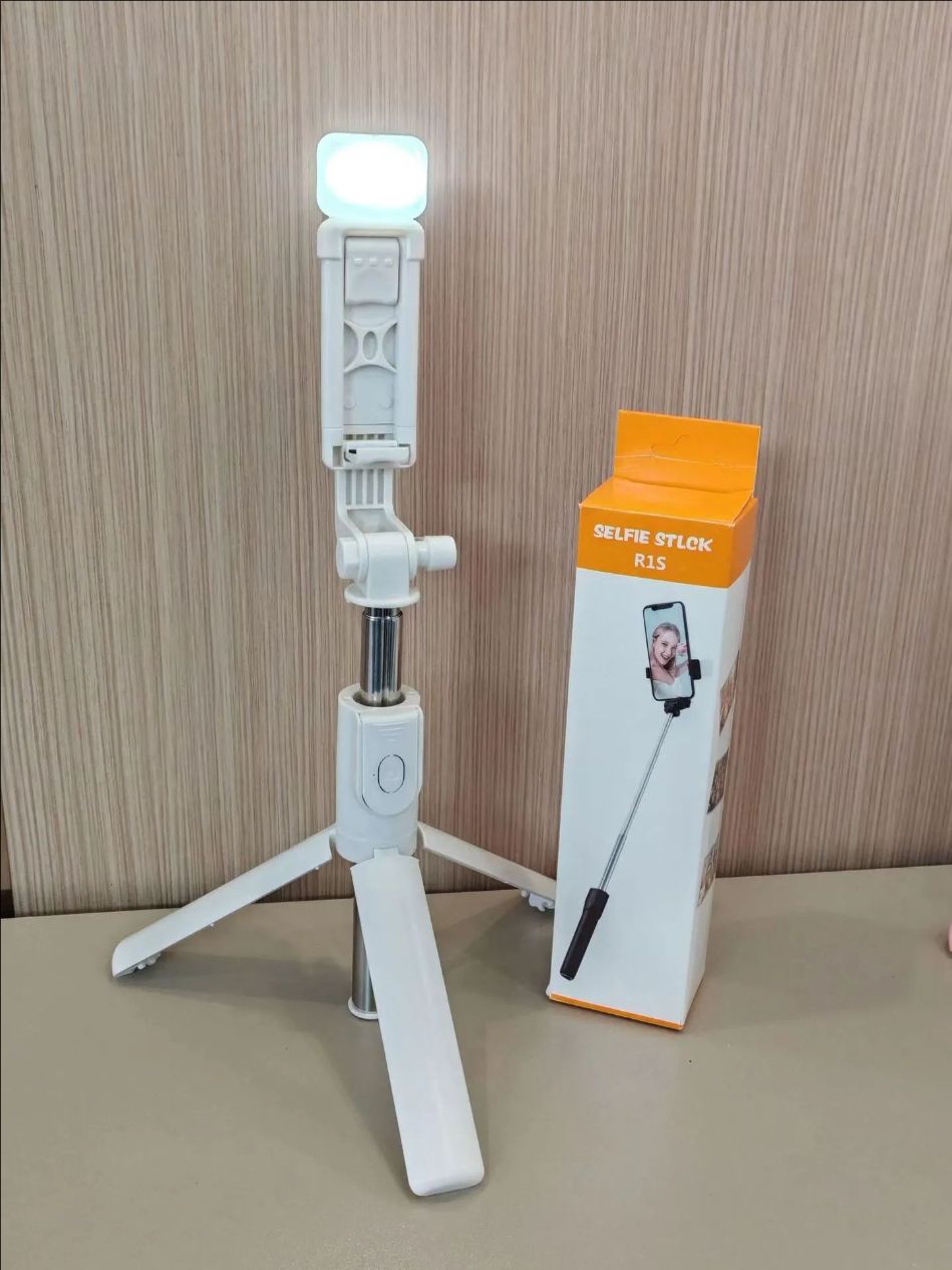 R1s mobile phone selfie stick portable integrated Bluetooth remote control fill light live telescopic mobile phone bracketWHITE