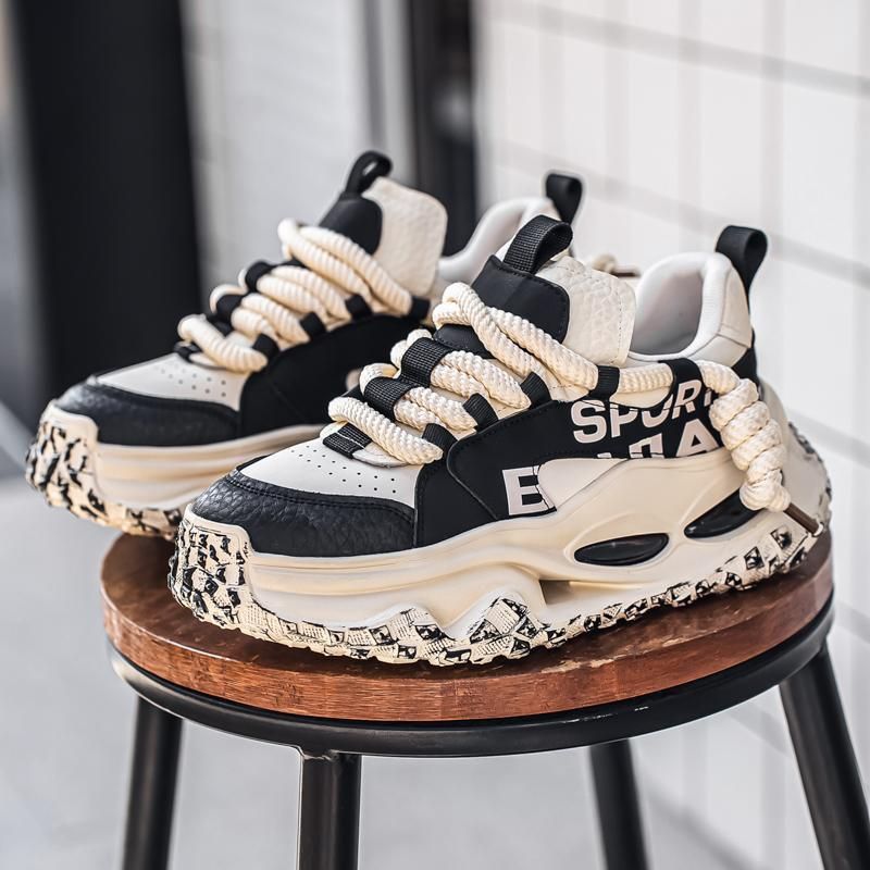 Men's Distressed Dad Shoes 2025 Vintage Chunky Sneakers Dirty Old Style Leather Athletic Shoes Pre-Worn Fashion Footwear