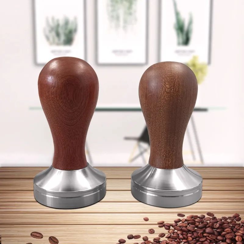 Stainless Steel Flat Base Coffee Tamper 51MM/53MM/58MM Espresso Coffee Machine Profilter Tool Rosewood Handle New