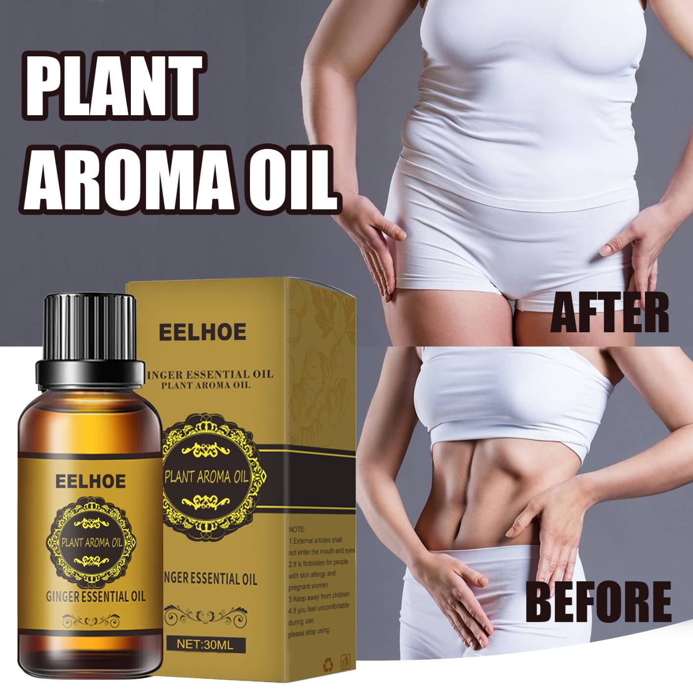 Belly Drainage Ginger Oil, Slimming Tummy Ginger Oil, Ginger Oil Lymphatic Drainage Massage, Body Massage Organic Ginger Essential Oil for Swelling and Pain Relief